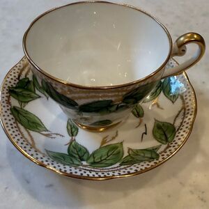 Vintage royal standard green Leaf Pattern Teacup and Saucer